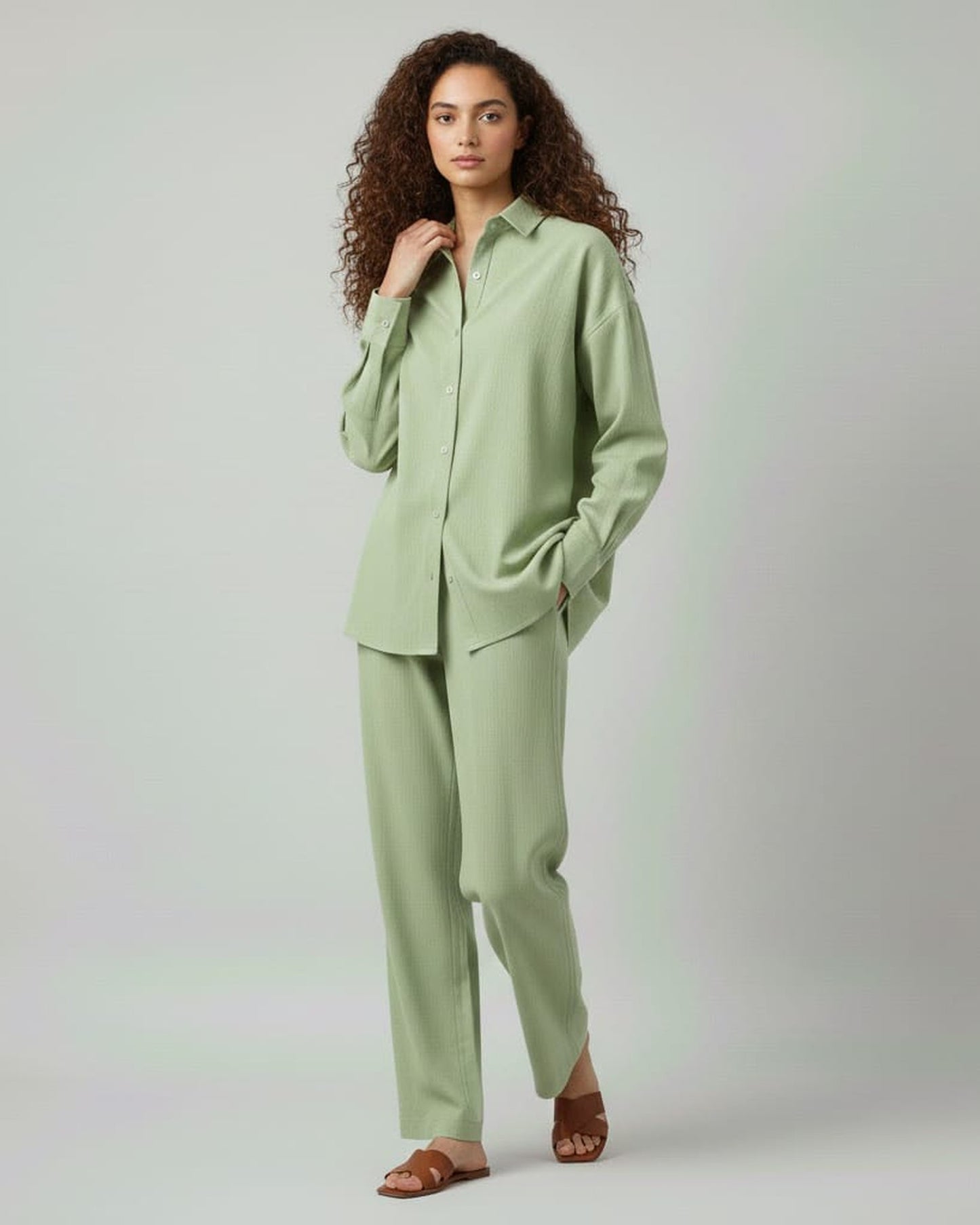 Blnk Women Green Solid Co Ord Set