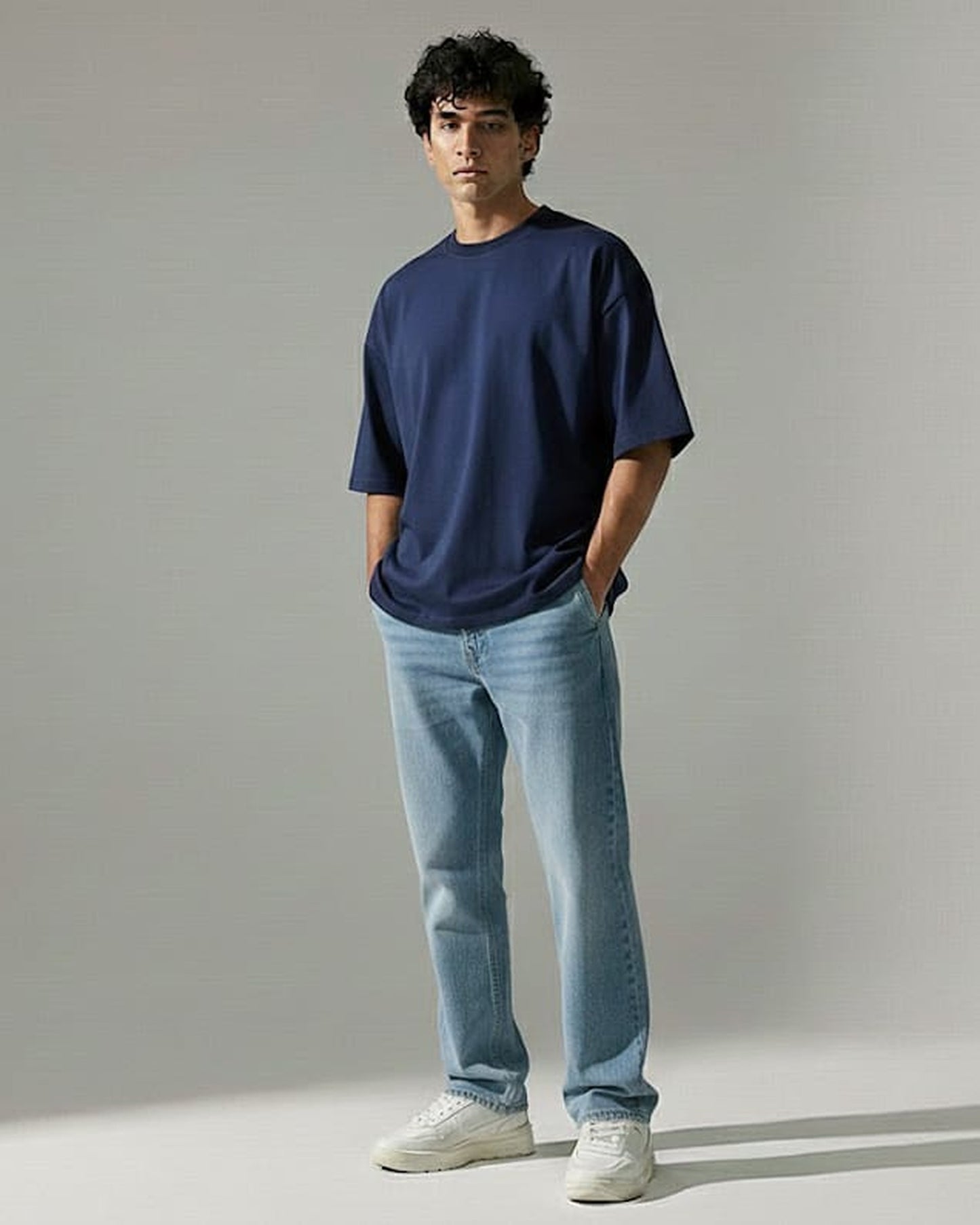 Blnk Men Navy Blue Oversized T Shirt