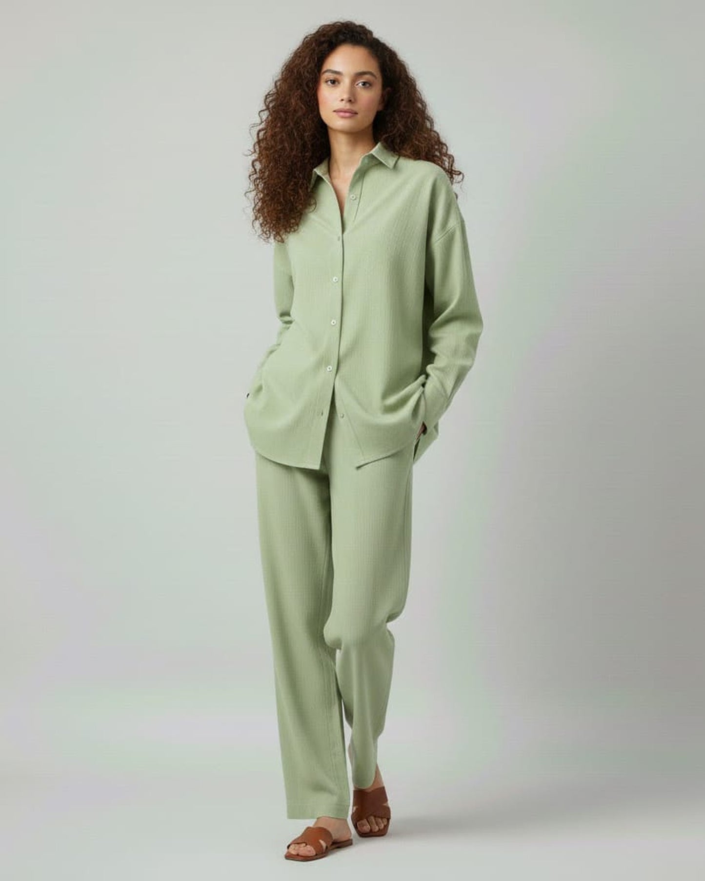 Blnk Women Green Solid Co Ord Set