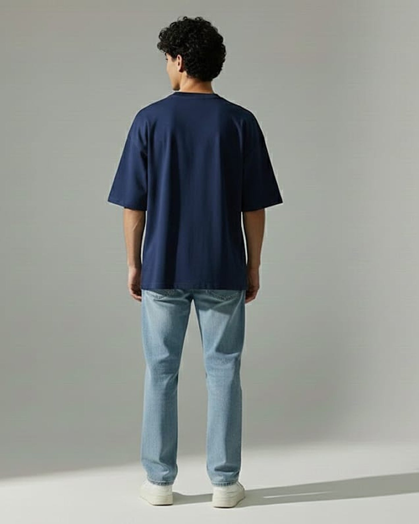 Blnk Men Navy Blue Oversized T Shirt