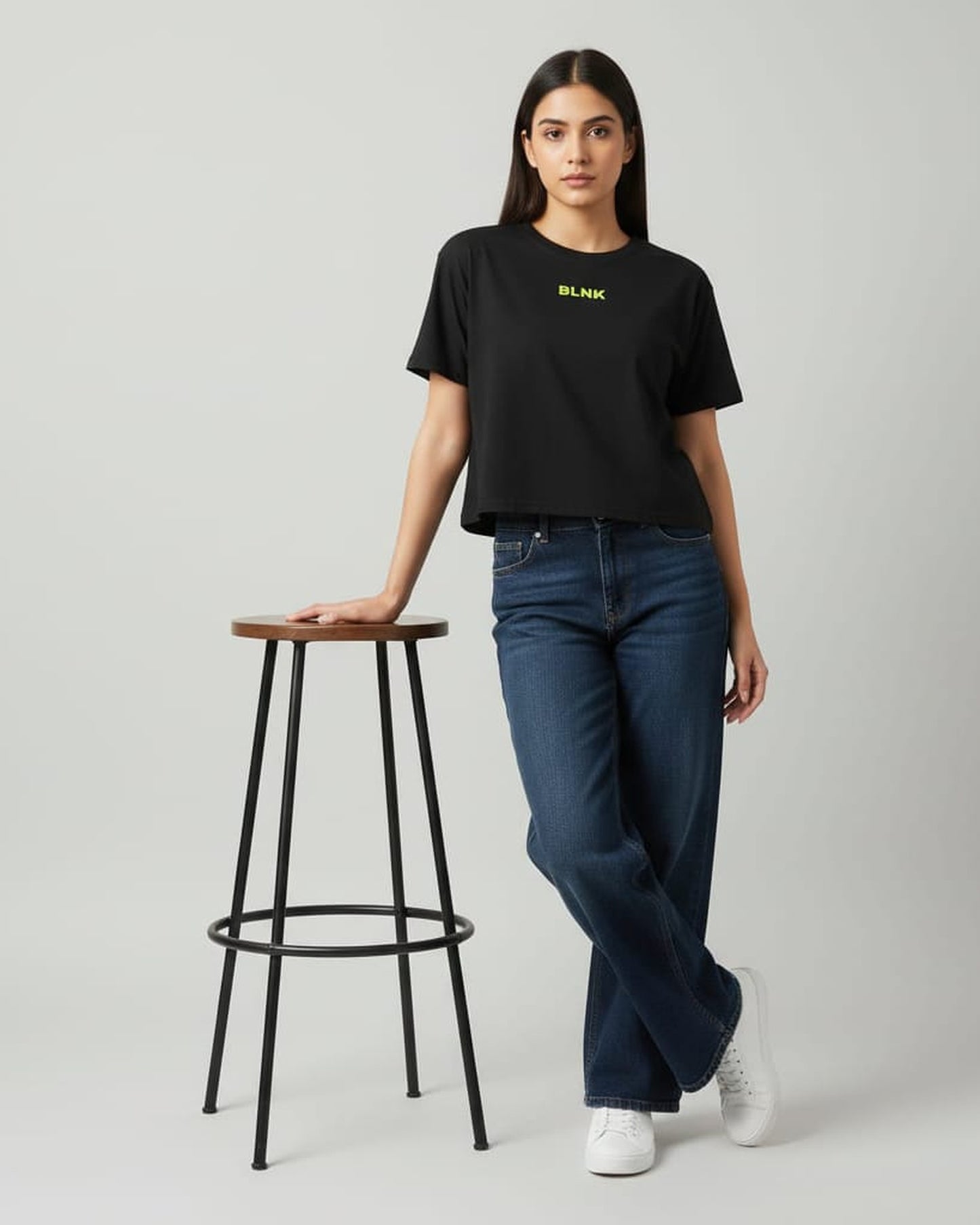 Blnk Women Crop Printed Logo T-Shirt