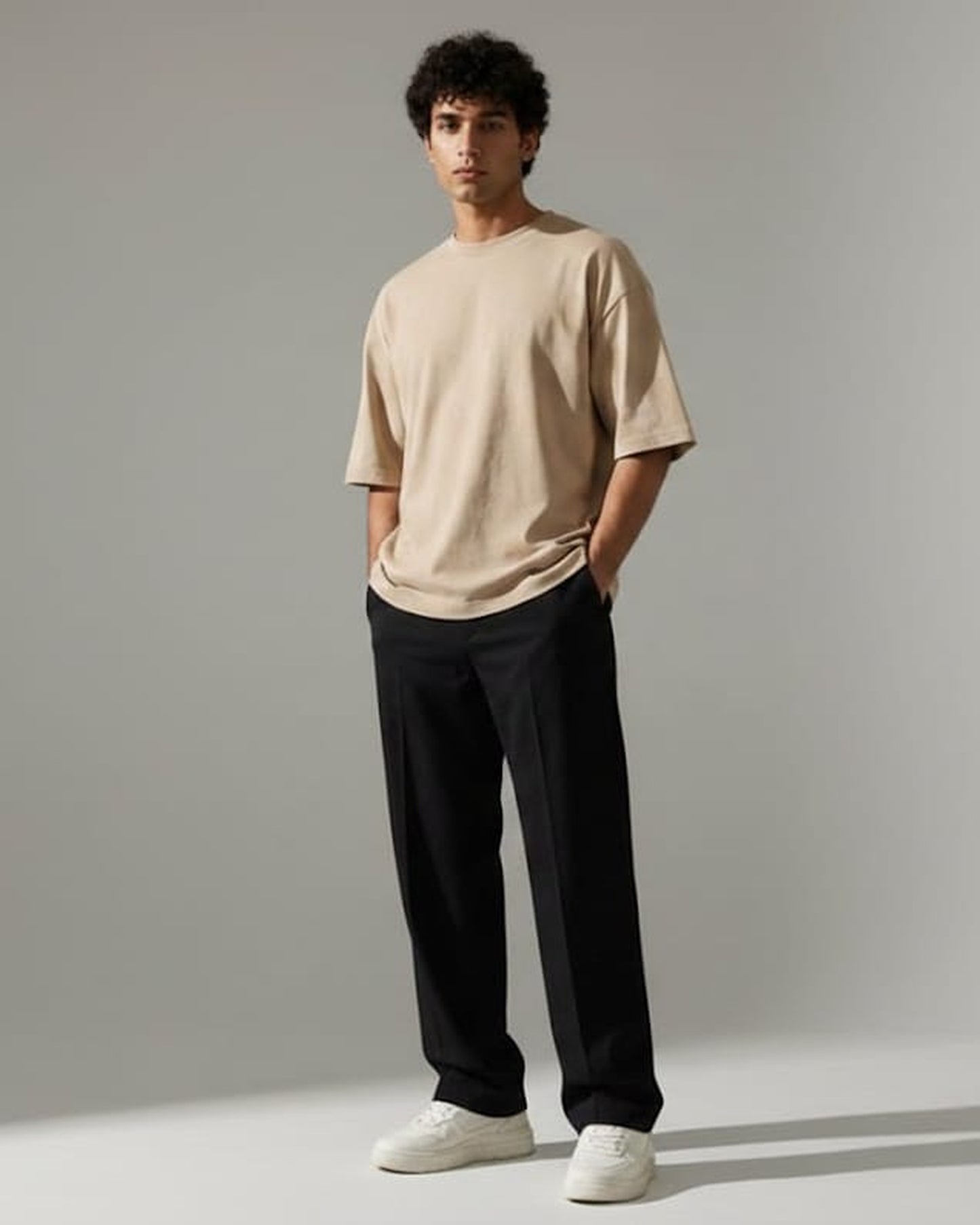 Blnk Men Beige Oversized T Shirt