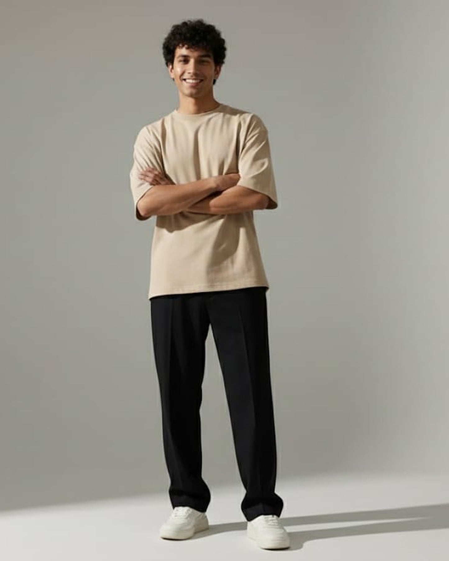 Blnk Men Beige Oversized T Shirt