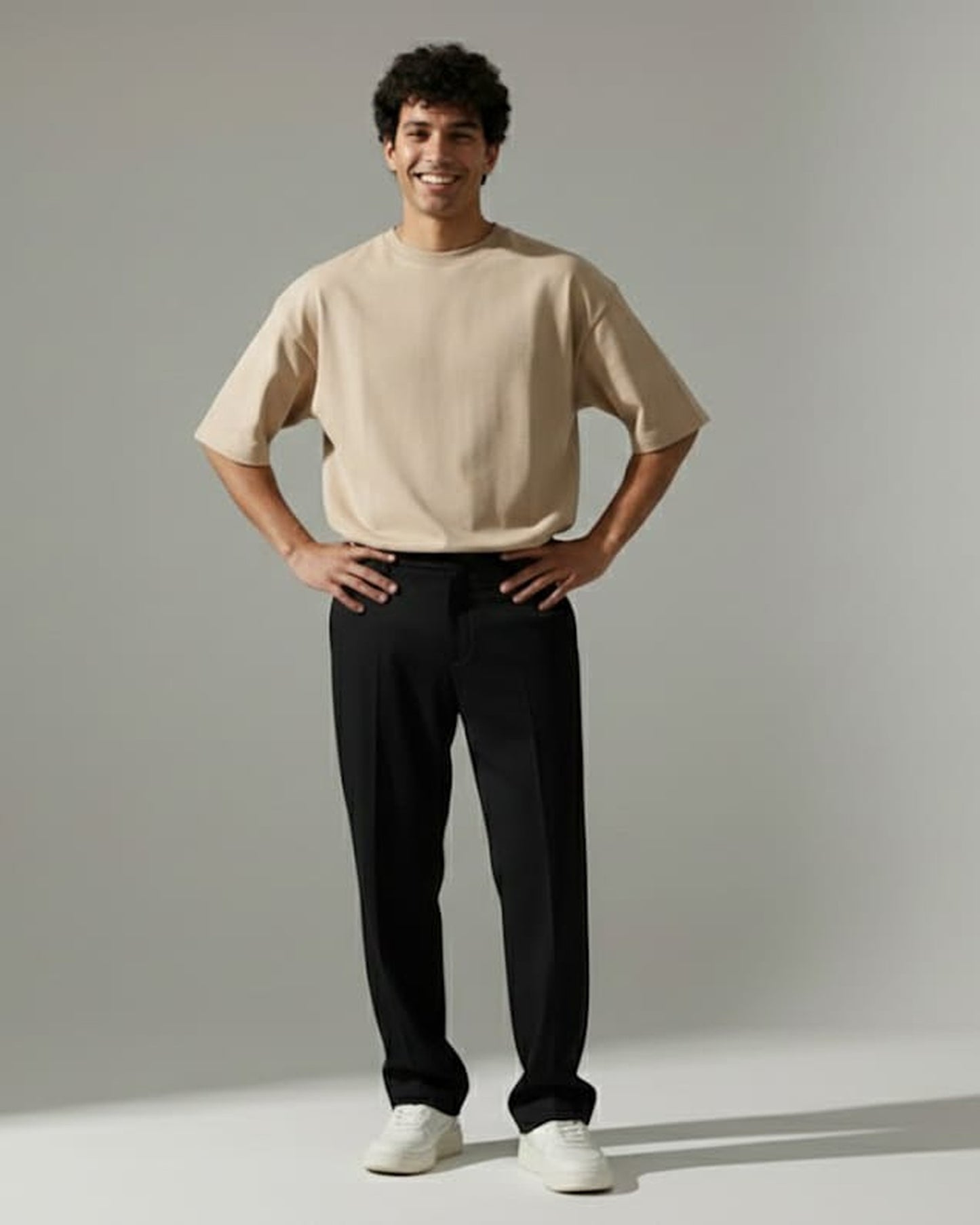 Blnk Men Beige Oversized T Shirt