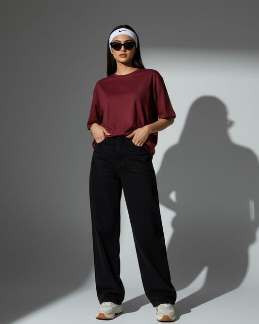 Blnk Maroon Oversized T- Shirt for Women