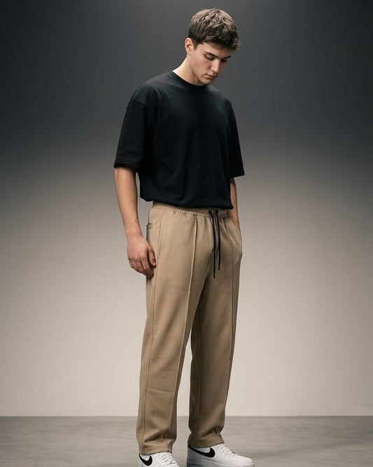 BLNK Oversized Beige Terry Trouser for Men