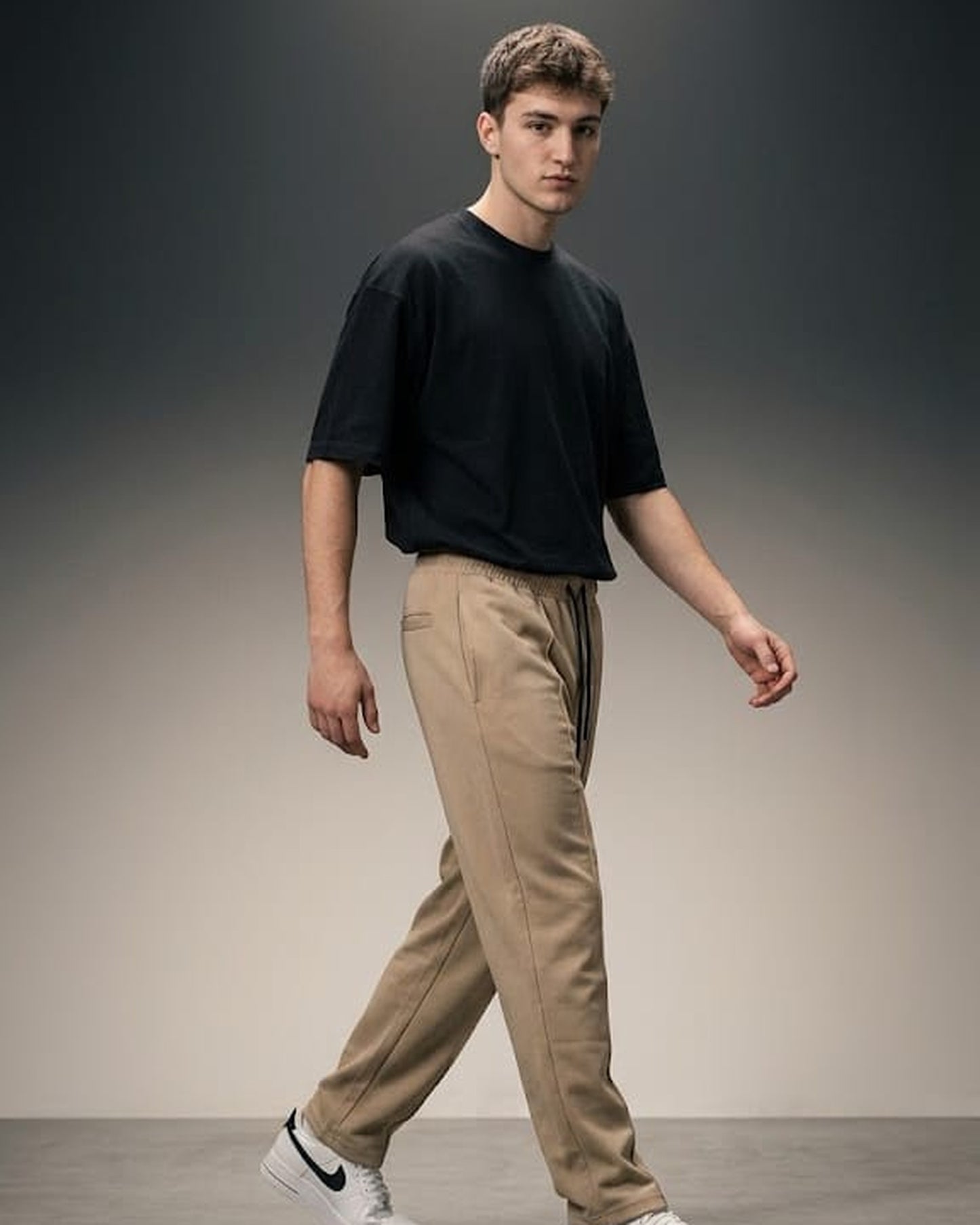 BLNK Oversized Beige Terry Trouser for Men