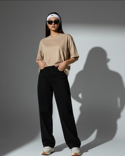 Blnk Beige Oversized T- Shirt for Women