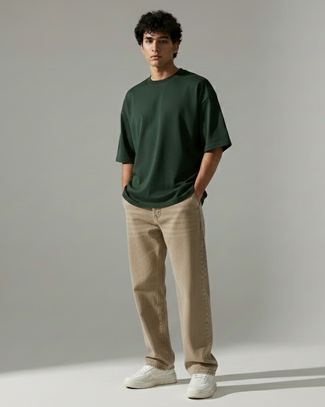 Blnk Men Green Oversized T Shirt