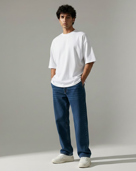 Blnk Men White Oversized T Shirt